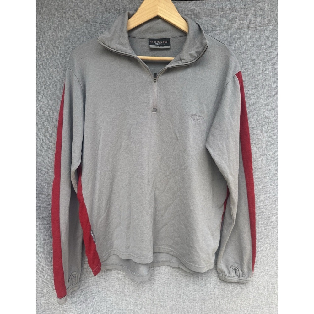 Icebreaker Merino Wool 260 Bodyfit 1/4 Zip Pullover Baselayer Large Mens Gray